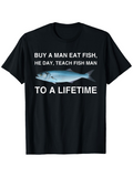 Men's T-Shirt Buy A Man Eat Fish With Realistic Blue Illustration Of Ocean Fish