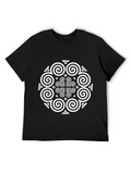 Men's T-Shirt Intricate White Tribal Swirl Mandala Pattern Under Soft Contrast T Shirt