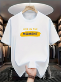 Men's T-Shirt Live In The Moment Bold Yellow Graphic Statement Shirt