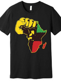 Men's T-Shirt Bold Graphic Fist With African Continent In Bright Vibrant Colors