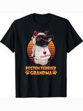 Men's T-Shirt I Love Grandma Vintage Sunset With Cute Boston Terrier Dog