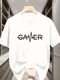 Men's T-Shirt Heartbeat Motif With Bold Typography Surrounding Centered Text Gamer