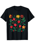 Men's T-Shirt Bright Summer Flowers And Strawberries Among Lush Greenery Shirt