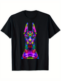 Men's T-Shirt Vivid Multicolor Abstract Neon Patterns Illuminating Artistic Doberman Dog