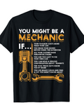 Men's T-Shirt Mechanical Tools Among List Of Humorous Mechanic Quotes On Black Shirt