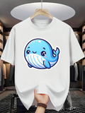 Men's T-Shirt Playful Baby Blue Whale Cartoon Surrounded By Gentle Smiling Expressions Whale