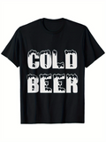 Men's T-Shirt Cold Beer Frosty Typography With Crisp Chilly Frozen Ice Effect