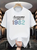Men's T-Shirt Awesome Since 1982 Pastel Gradient Numbers With Decorative Stars T Shirt