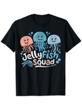 Men's T-Shirt Jellyfish Squad Smiling Cartoon Sea Friends With Playful Underwater Bubbles Jellyfish