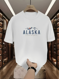 Men's T-Shirt Alaska With Blue Mountains And Sunrise Landscape Graphic