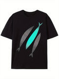 Men's T-Shirt Minimalist Abstract Surfboards With Stylized Light Blue Accents Fish