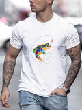Men's T-Shirt Color Splash Abstract Fish Outline With Minimalist Background Fish