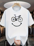 Men's T-Shirt Minimalist Bicycles With Playful Smile Under Monochrome Bike
