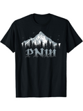 Men's T-Shirt PNW Majestic Mountain Landscape With Snowy Trees And Silhouetted Pine Forest