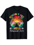 Men's T-Shirt Schools Out Forever Retirement 2025 Vibrant Sunset Scene With Palm Trees Reflected In Sunglasses