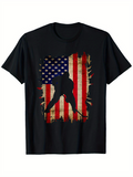 Men's T-Shirt Vintage Grunge American Flag With Ice Hockey Player Silhouette