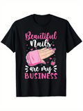 Men's T-Shirt Beautiful Nails Are My Business Pink Decorative Dots With Hand Polish Bottle Illustration