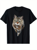 Men's T-Shirt Realistic Fluffy Tabby Cat With Green Eyes Portrait Cat