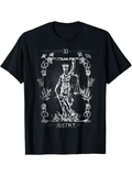Men's T-Shirt Justice Card Surrounded By Skulls And Ornate Leaves Figure