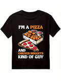 Men's T-Shirt Im A Pizza And Chicken Nuggets Kind Of Guy With Cheesy Slice Beside Juicy Chicken Nuggets