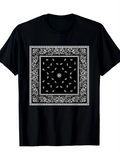 Men's T-Shirt Ornamental Borders With Paisley Petal Shapes Patterns Framing Central Motif