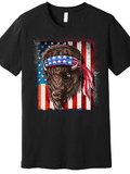 Men's T-Shirt American Flag With Star Spangled Headband Adorned Majestic Bison