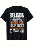 Men's T-Shirt Religion God Attempt Among Bold Letters On Black Shirt