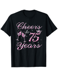 Men's T-Shirt Cheers To 75 Years Sparkling Wine Glasses And Crown Celebration Design