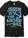 Men's T-Shirt Jesus Is The Anchor Of My Soul With Waves And Blue Anchor