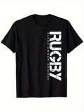 Men's T-Shirt Rugby Blood Sweat Bruises With White Bold Vertical Lettering