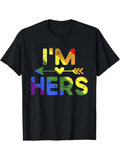 Men's T-Shirt Im Hers Vibrant Rainbow Arrow With Loving Lettering Black T Shirt