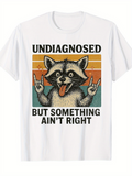 Men's T-Shirt Undiagnosed With Retro Color Sunrise And Cartoon Raccoon Graphic