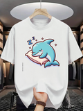 Men's T-Shirt Sleeping Blue Dolphin With Pillow And Little Sparkling Stars Dolphin