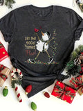 Women's T-Shirt Let The Good Times With Snowman Dancing Among Holiday Garland