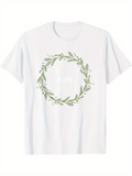 Men's T-Shirt Dream With Green Leaves Circle Botanical Wreath Design