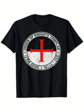 Men's T-Shirt Order Of Knights Templar Red Crusader Cross Emblem With Latin Motto