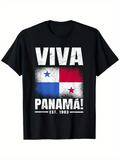 Men's T-Shirt Viva Panama Distressed Vintage Flag Graphic With Bold Letters