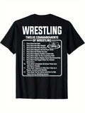 Men's T-Shirt Wrestling Twelve Commandments With Bold White Letters And List Style Text