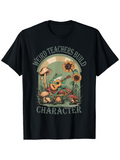 Men's T-Shirt Weird Teachers Build Character Funky Frog With Guitar And Sunflowers Among Mushrooms