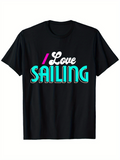 Men's T-Shirt Love Sailing Vibrant Retro Lettering With Minimal Graphic Sailing