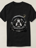 Men's T-Shirt Starry Night With Dog Wearing Space Helmet