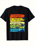 Men's T-Shirt Lumpia Pancit Sinigang Adobo Lechon Sunset Palms With Silhouetted Tropical Landscape T Shirt