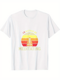 Men's T-Shirt Id Rather Be Meditating Serene Sunset With Calm Monk Silhouette Meditating Figure