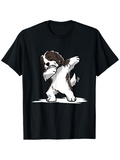 Men's T-Shirt Dancing Shaggy Dog In Cartoon Style With Playful Pose