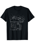 Men's T-Shirt Serene Pine Trees And Mountains Reflected On Still Lake Under Clouds