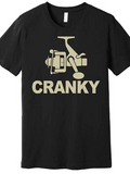 Men's T-Shirt Cranky Vintage Style Fishing Reel Under Large Bold Lettering