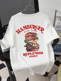 Men's T-Shirt Replenish Energy With Fresh Vegetables Melty Cheese Juicy Big Hamburger