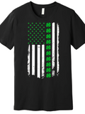 Men's T-Shirt Grunge Flag Banner With Green Shamrocks And Painted Stripes Flag