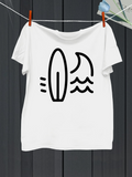 Men's T-Shirt Minimal Waves Alongside Surfboard Beside Flowing Abstract Water