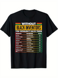 Men's T-Shirt Without Black Inventors Colorful Banner With Informational Timeline Chart Text